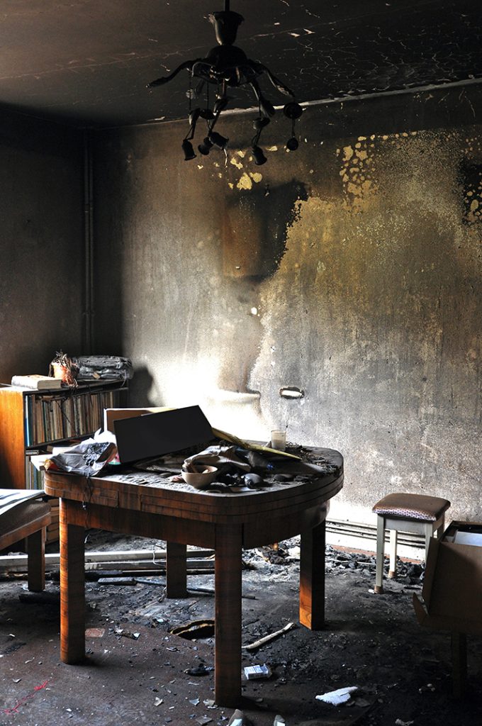 Destroyed Interior Of A House After A Fire