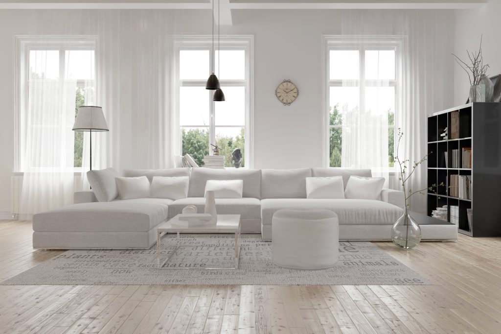 Modern Spacious Lounge Or Living Room Interior With Monochromati