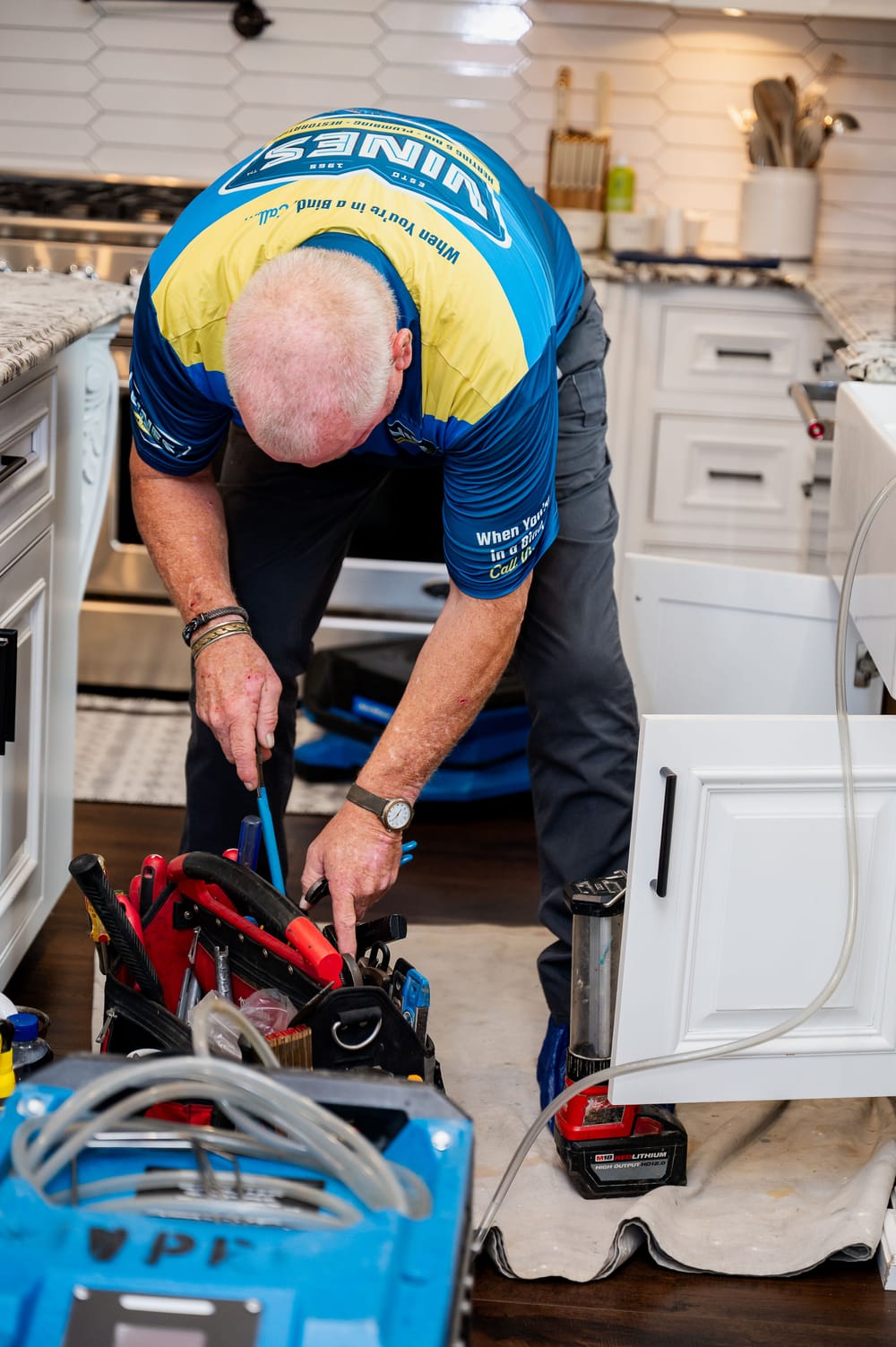 Vines technician performing pipe repair